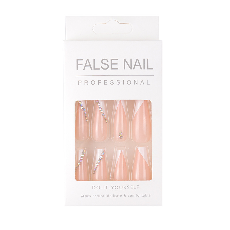 Long Ballet Point Drill French Nail White V-shaped French Nail Patch
