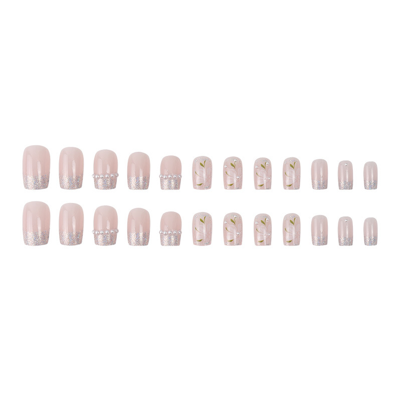Fake nails ice through camellia pearl powder transparent nail patch no trace 24 pieces box