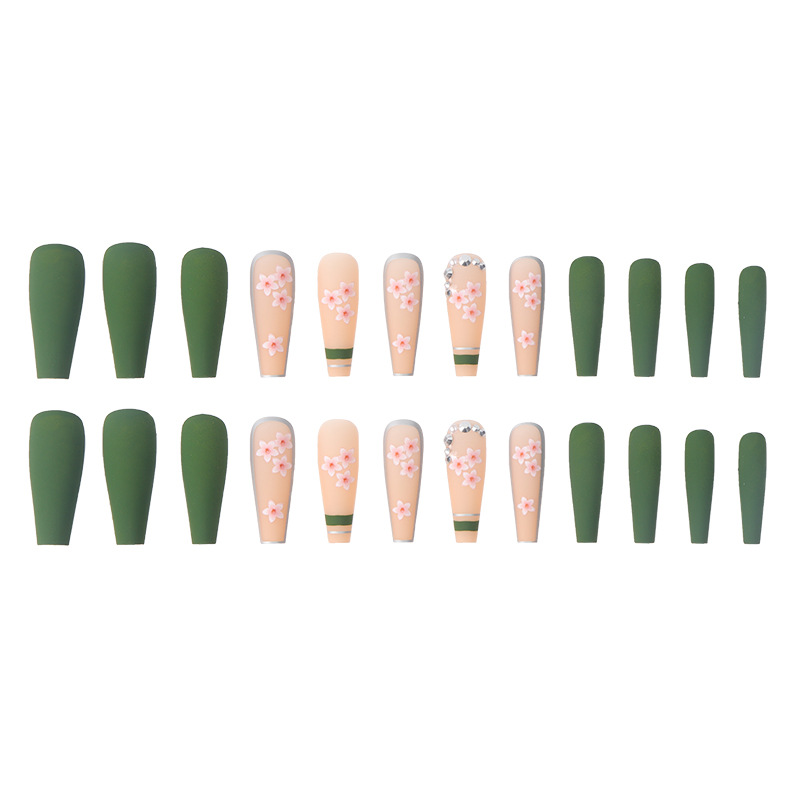2022 new manicure spring flowers blooming point drill manicure ins style long ballet manicure fake nails