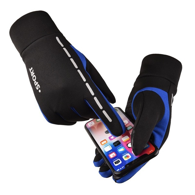 Thermal Winter Gloves Reflective Strip Outdoor Riding Waterproof Warm Full Finger Gloves Touch Screen Windproof Bicycle Gloves