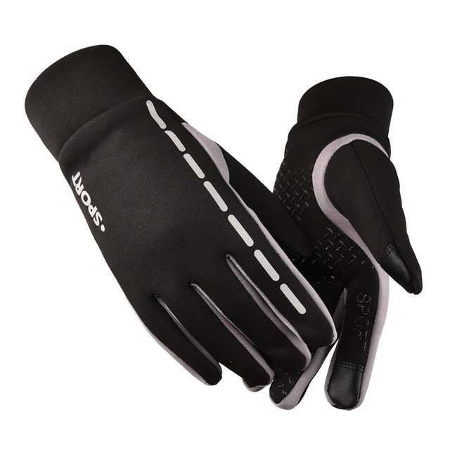 Thermal Winter Gloves Reflective Strip Outdoor Riding Waterproof Warm Full Finger Gloves Touch Screen Windproof Bicycle Gloves