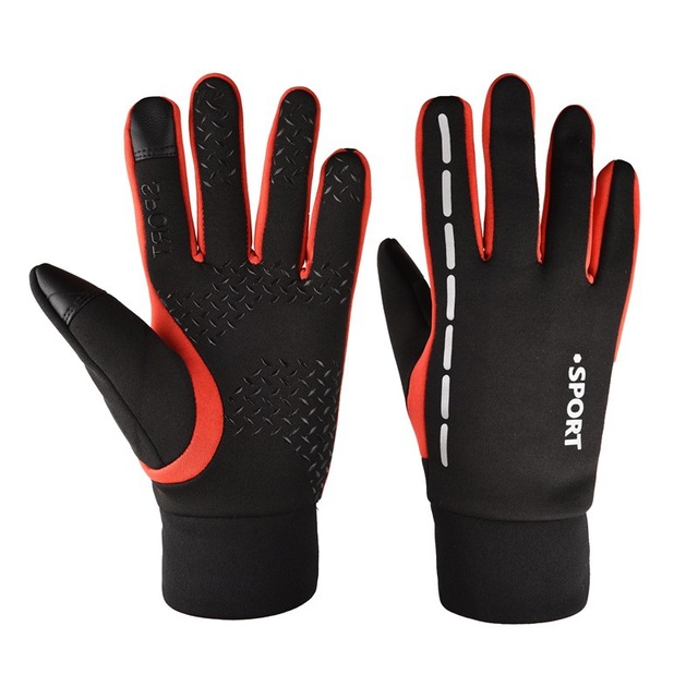 Thermal Winter Gloves Reflective Strip Outdoor Riding Waterproof Warm Full Finger Gloves Touch Screen Windproof Bicycle Gloves