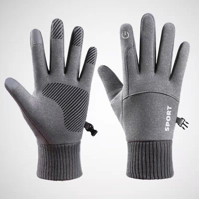 Waterproof Cycling Gloves Men's Touch Screen Winter Gloves Women Velvet Driving Non-slip Motorcycle Male Black Color Warm Gloves