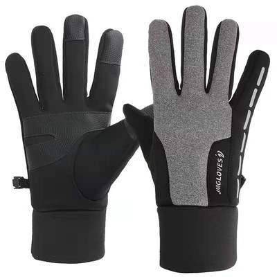 Waterproof Cycling Gloves Men's Touch Screen Winter Gloves Women Velvet Driving Non-slip Motorcycle Male Black Color Warm Gloves