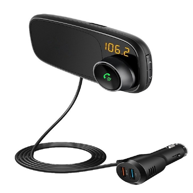 Car Kit FM transmitter Bluetooth MP3 player Audio Adapter Dual USB Charger QC3.0 Quick charging with Phone holder