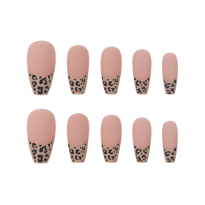 Fake Nails Leopard Print Long Nail Art Ballet Nail Sexy Mature Wearable Removable Nail Stickers