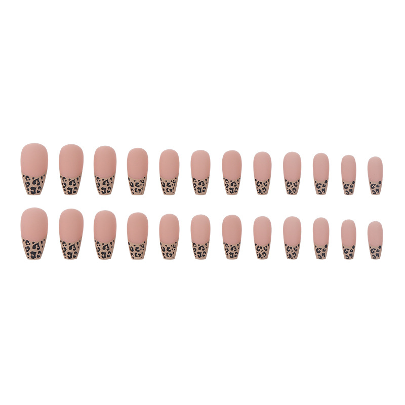 Fake Nails Leopard Print Long Nail Art Ballet Nail Sexy Mature Wearable Removable Nail Stickers