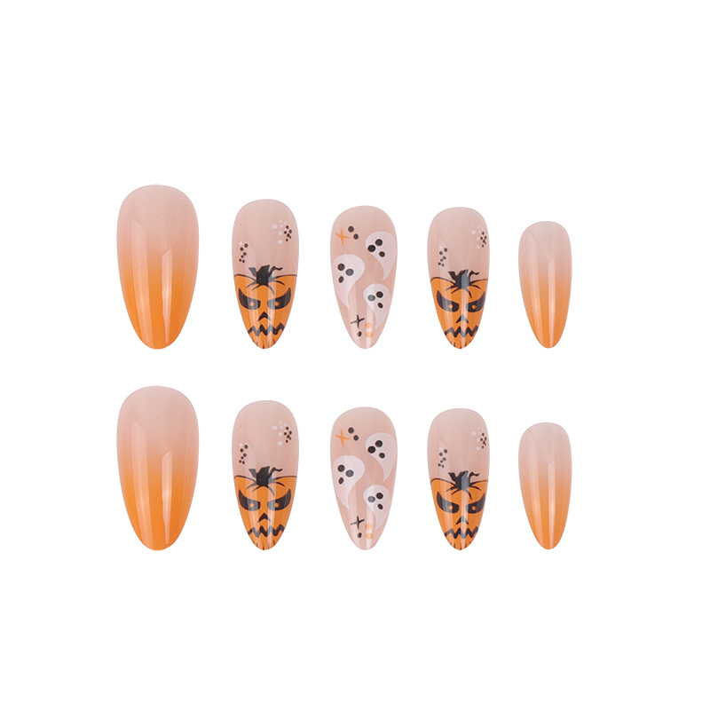 Pumpkin monster halloween pointed nail manicure patch nail piece fake nail wear nail