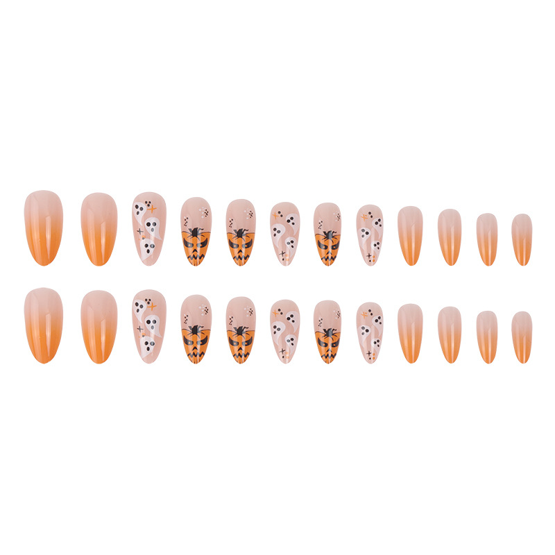 Pumpkin monster halloween pointed nail manicure patch nail piece fake nail wear nail