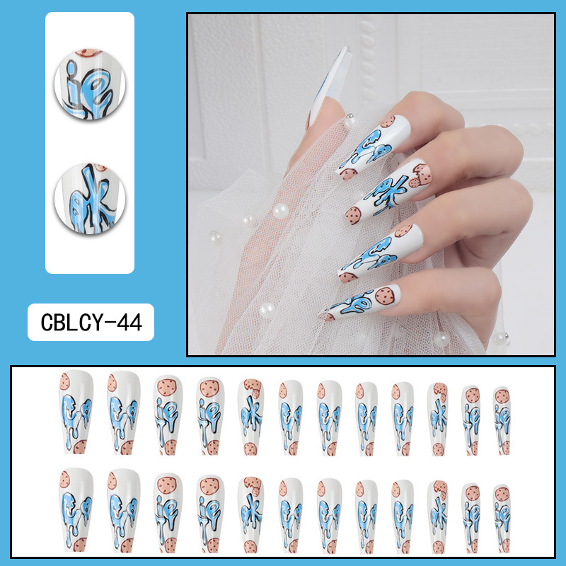 Long Ballet Nail Graffiti Wear Nail 24 Pieces Cookies Cookies Nail Art Fake Nails