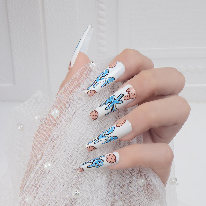 Long Ballet Nail Graffiti Wear Nail 24 Pieces Cookies Cookies Nail Art Fake Nails