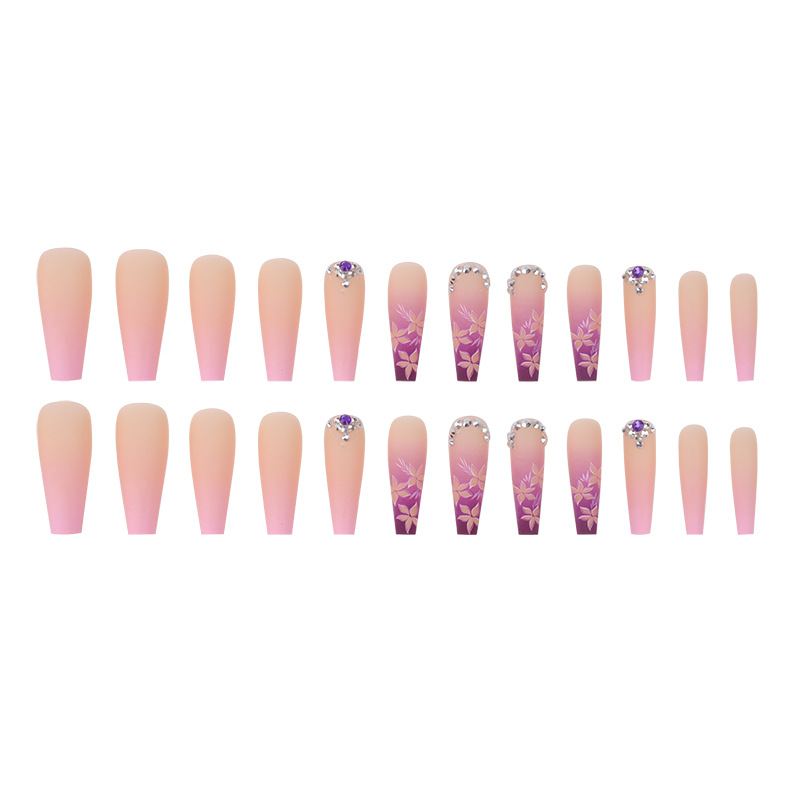 Ins wind gradient flower purple diamond wear manicure nail stickers removable high-end exquisite nail stickers