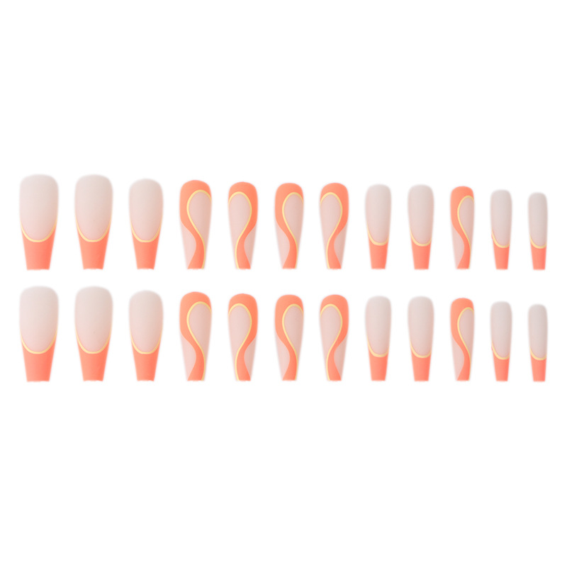 Orange Frosted Long Ballet Nail Patch Matte Fake Nails Wearing Nail Art