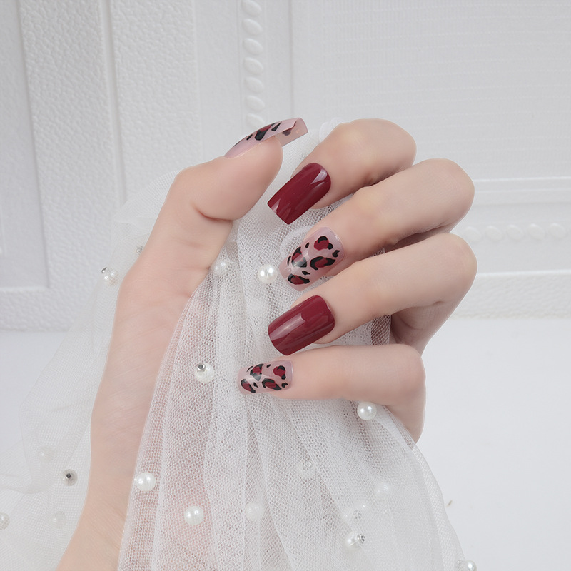 Fake short patch nail stickers manicure waterproof removable finished nail net red long-lasting