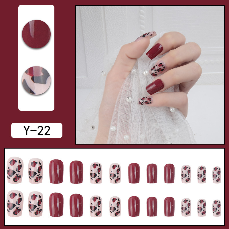 Fake short patch nail stickers manicure waterproof removable finished nail net red long-lasting