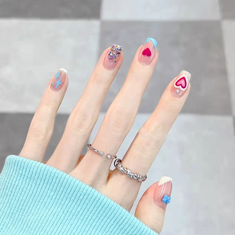 Wearing Nail Soft Nails 24 Nail Art Patches Love Bows Fresh and Sweet Detachable
