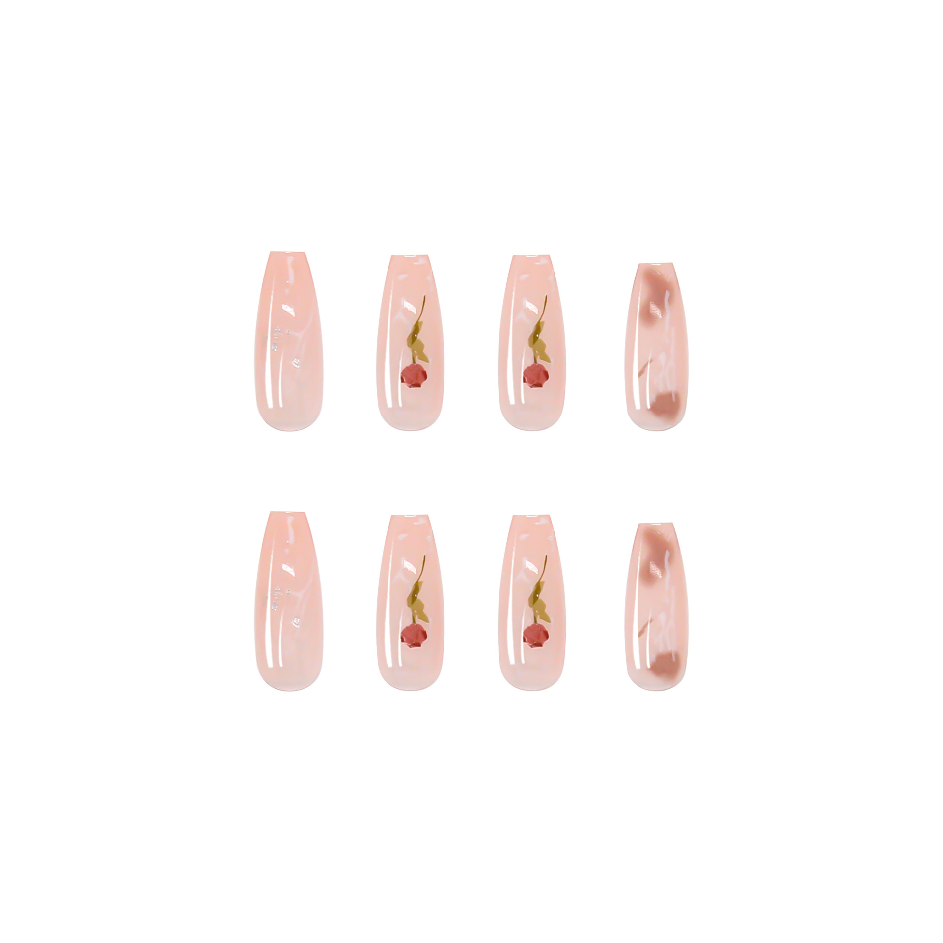 Watercolor rose long nail piece wearable nail sticker wearable fake nail detachable manicure