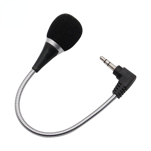 Omnidirectional Metal Microphone 3.5mm Jack Flexible Microphone Mini Audio Mic for Computer Laptop