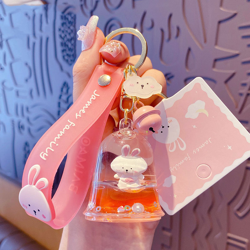 Creative Family Tiger Jelly Bottle Floating Liquid Key Chain Cute Quicksand Bottle Animal Keychain Women Bag Pendant Gifts