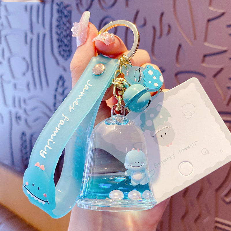 Creative Family Tiger Jelly Bottle Floating Liquid Key Chain Cute Quicksand Bottle Animal Keychain Women Bag Pendant Gifts