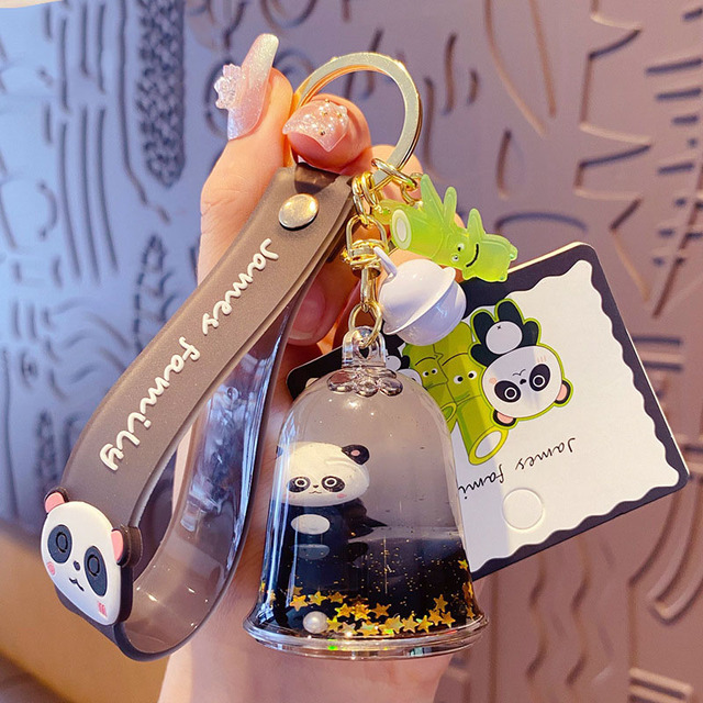 Creative Family Tiger Jelly Bottle Floating Liquid Key Chain Cute Quicksand Bottle Animal Keychain Women Bag Pendant Gifts