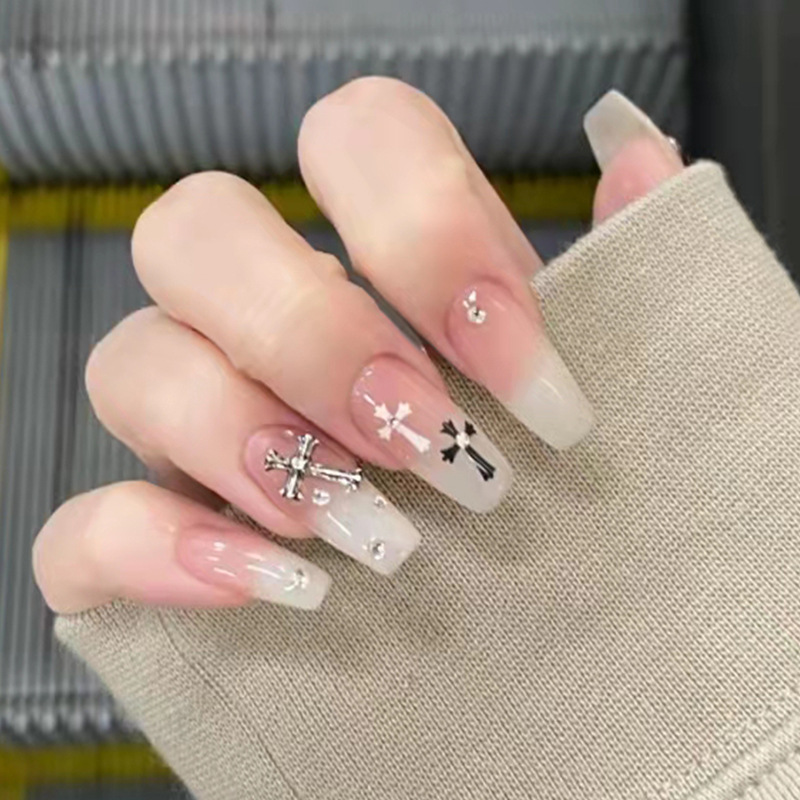 Cross long wear nail manicure patch fake nail nails detachable