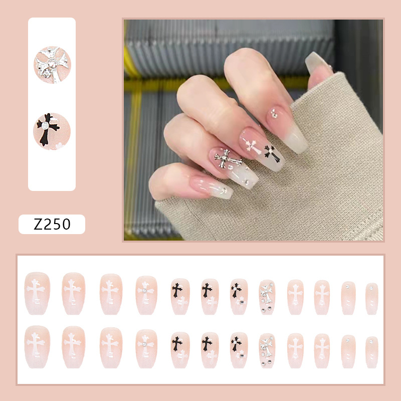 Cross long wear nail manicure patch fake nail nails detachable