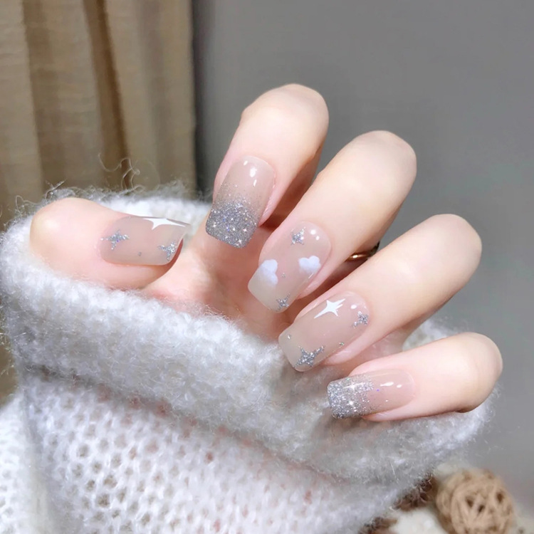 Nail Stickers Nail Patches Removable Wearable Nails Stars and Clouds Fake Nails