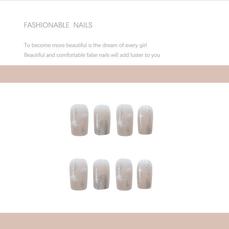 Nail Stickers Nail Patches Removable Wearable Nails Stars and Clouds Fake Nails