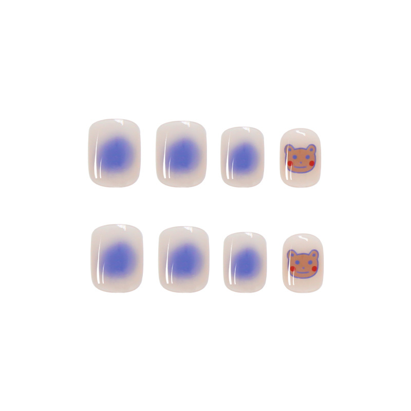 Cute bear manicure wearable nail detachable nail sticker short
