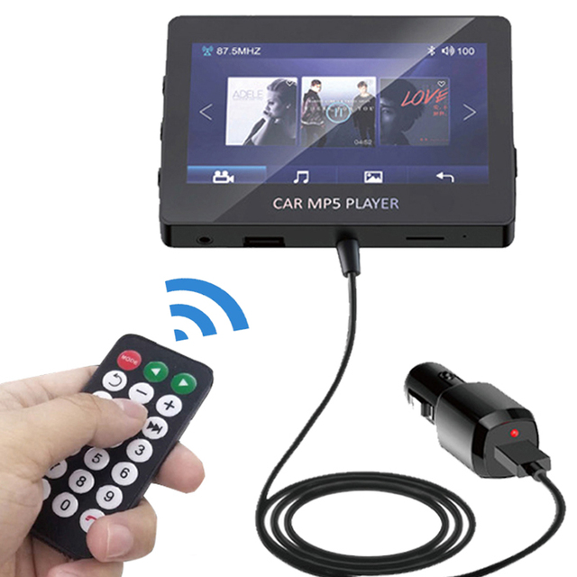 4.3 inch Bluetooth 5.0 Car FM Transmitter MP5 Video Audio music Player Dual USB AUX U Disk TF MP3 Play Remote Control