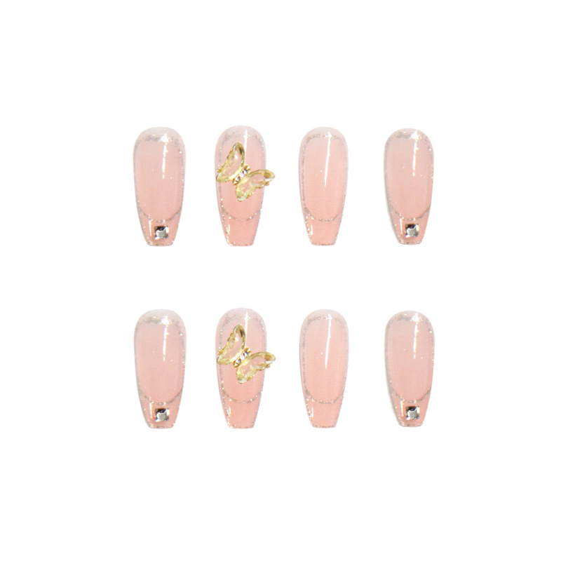 Crystal Butterfly Fake Nails Ins Nail Art Nail Pieces Removable 24 Pieces