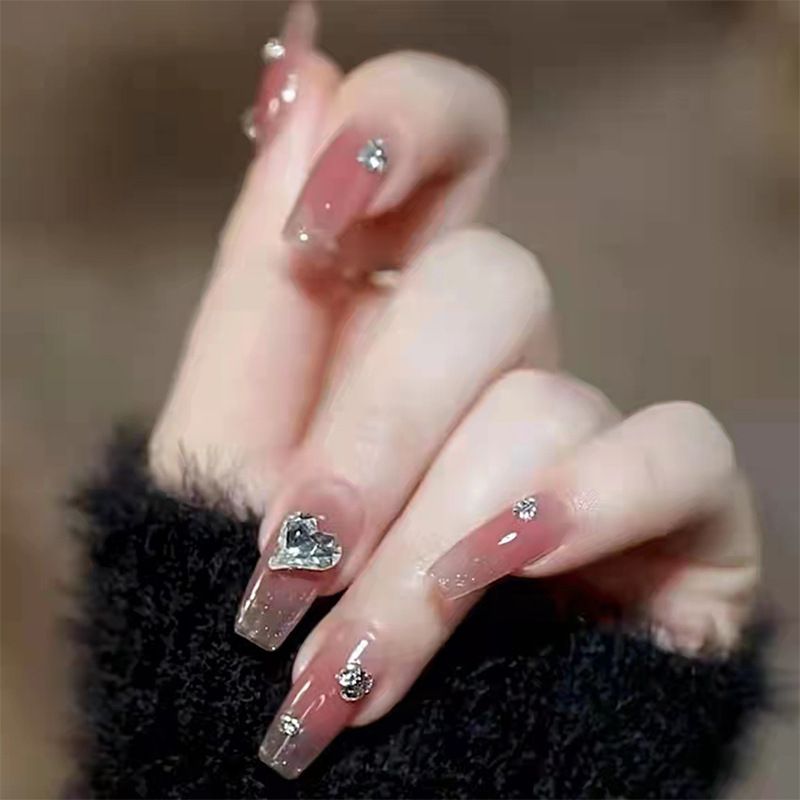Fake Nails Removable Wearable Nail Powder Transparent Reuse Nail Art Diamond Model