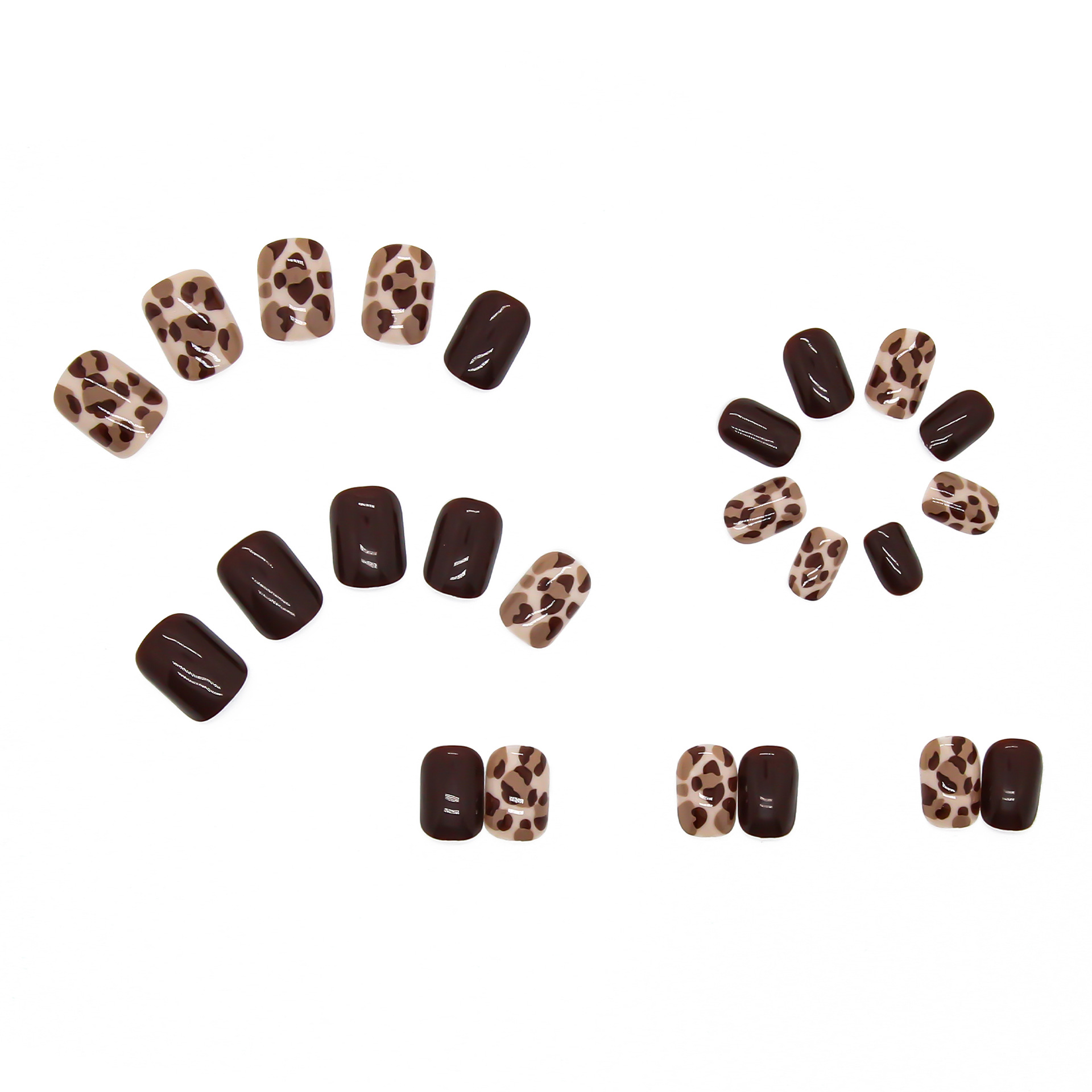Short brown leopard print high-quality fake nails removable nail stickers