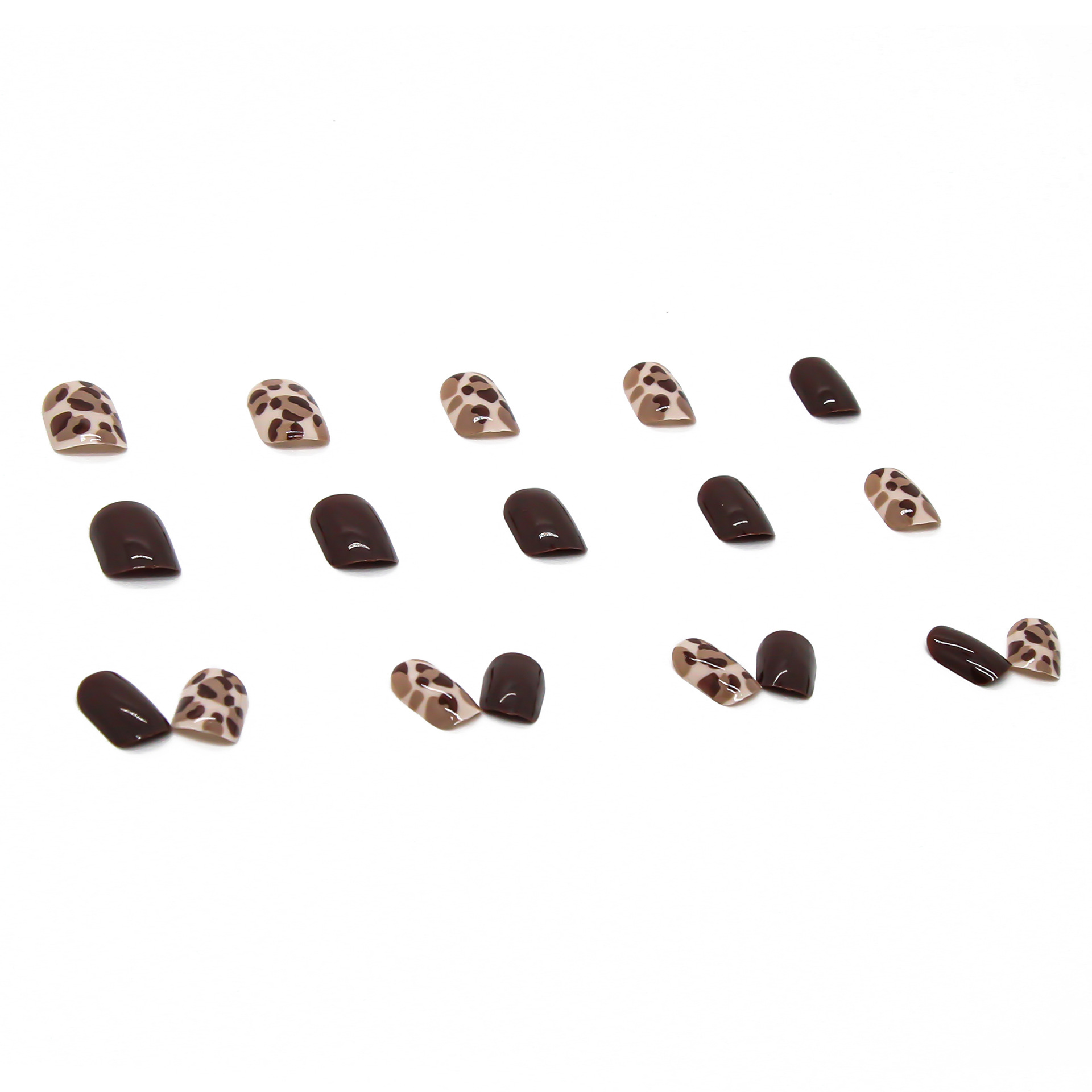 Short brown leopard print high-quality fake nails removable nail stickers