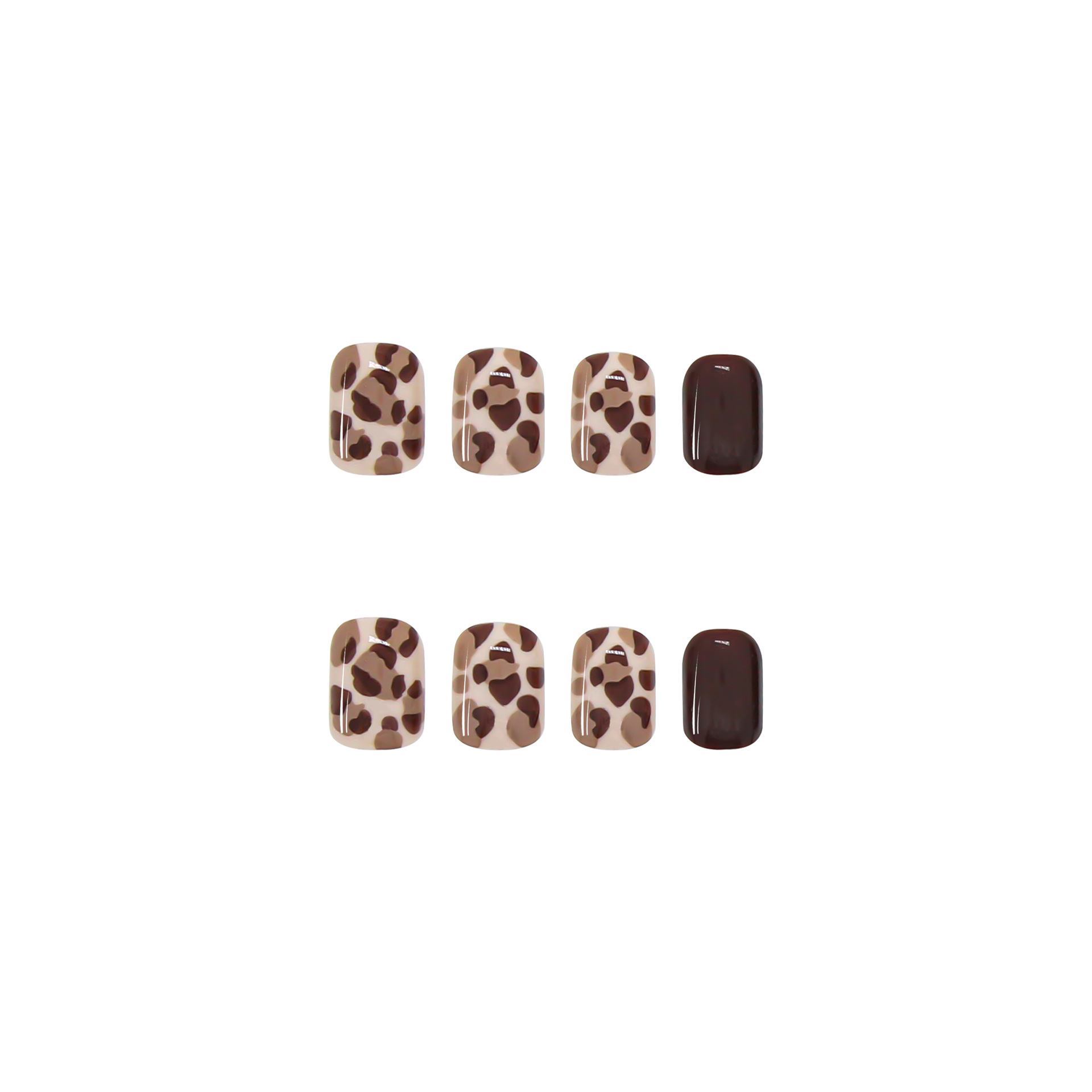Short brown leopard print high-quality fake nails removable nail stickers