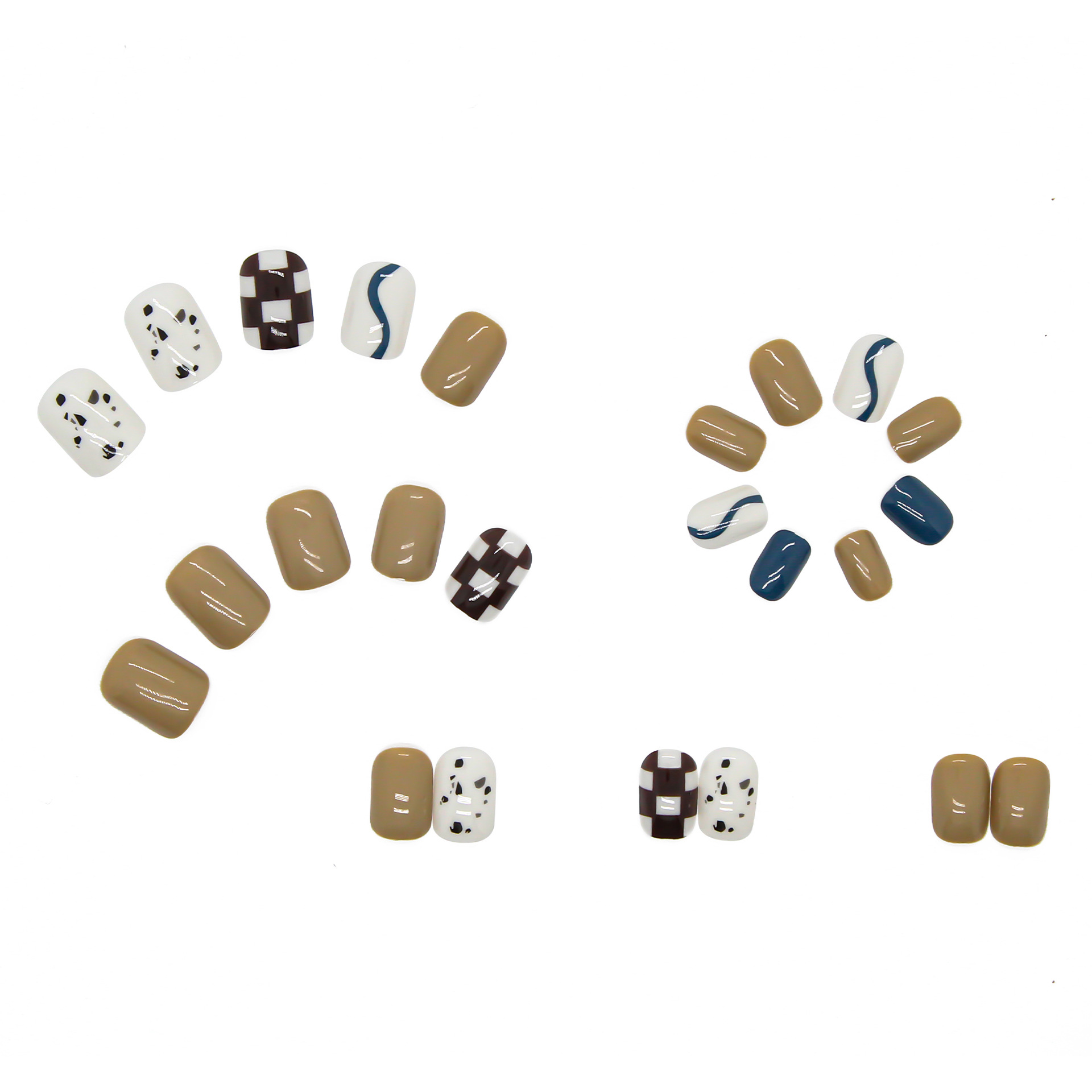Checkerboard hand-painted style manicure wear nails fake nails nail stickers detachable