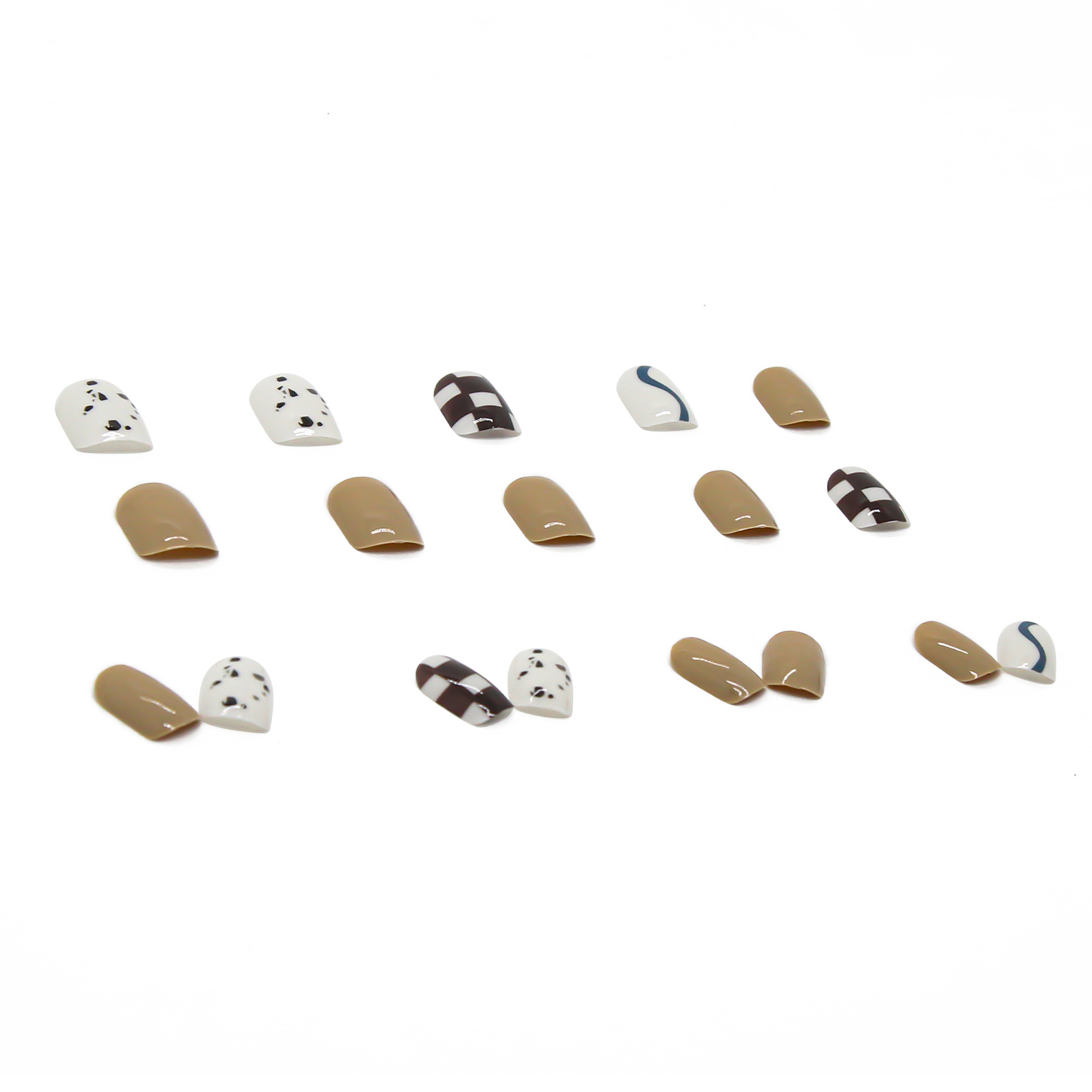 Checkerboard hand-painted style manicure wear nails fake nails nail stickers detachable
