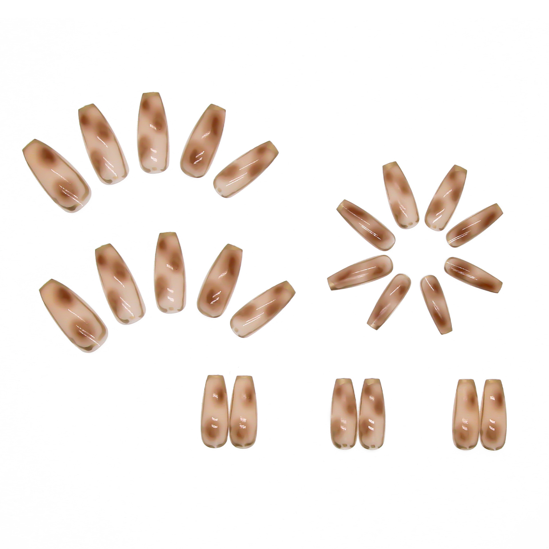 Nail Art Wearable Fake Nails Smudged Amber Gentle Removable Nail Patches