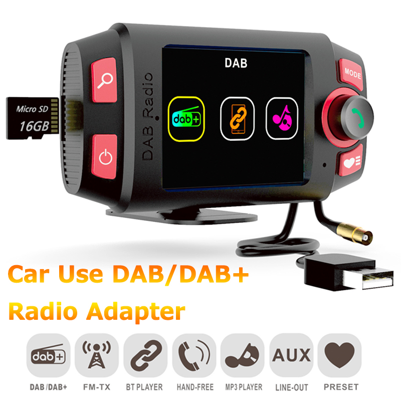 Mini FM Transmitter DAB/DAB+ Radio Receiver Bluetooth MP3 Player Colorful LCD Screen Music Adapter with Mic Support TF Card