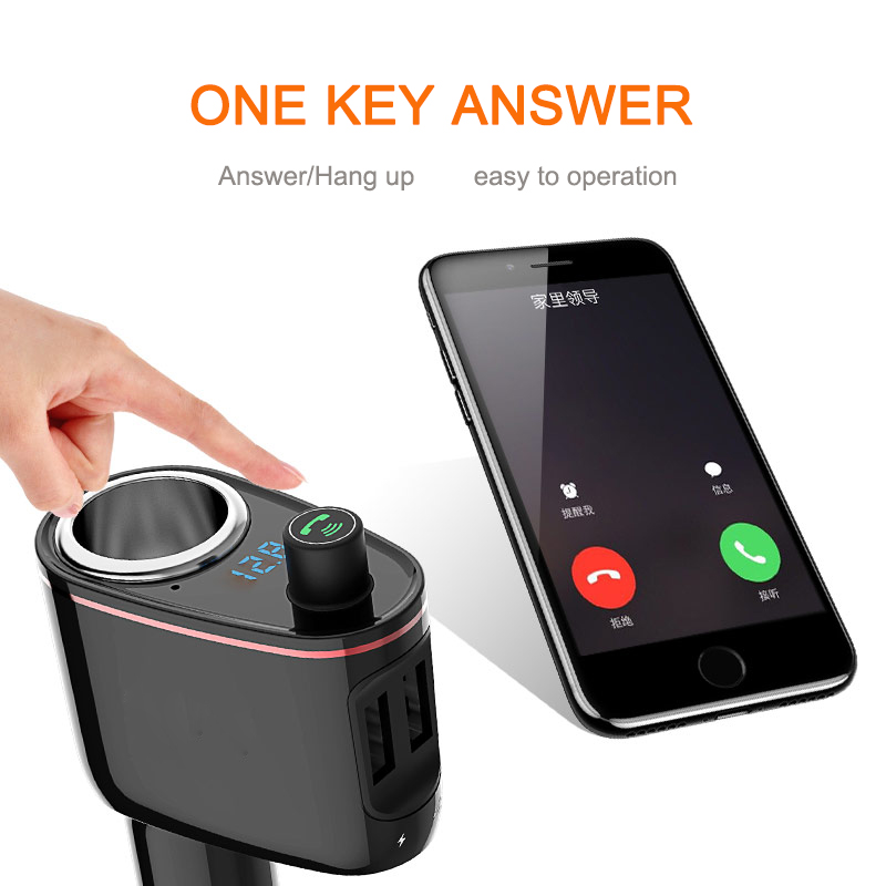 Bluetooth FM Transmitter Car Music MP3 Player Hands Free Car Kit Cigarette Lighter Power Adapter Splitter USB Charger