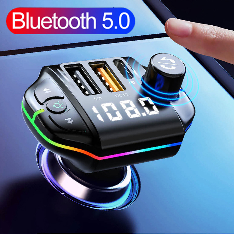 Bluetooth 5.0 FM Transmitter Dual USB QC3.0 Fast Charger PD 20W Mp3 Player U Disk Lossless Music Handsfree Kit