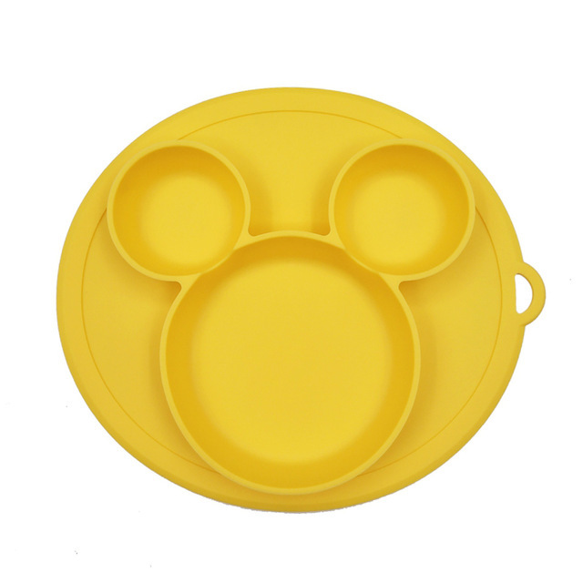 Plate for Kids with Silicone Baby Bowl Suction BPA Free Feeding Baby Tableware Children Dining Dishes