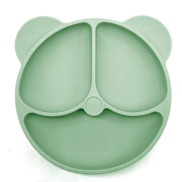 Children's Dishes Baby Silicone Sucker Bowl Baby Bear Face Plate Tableware Set Smile Face Baby Tableware Set Retro Kids Plate