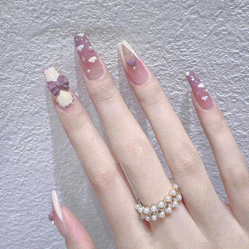 Nail Art Butterfly Nail with Drill Removable Fake Nails