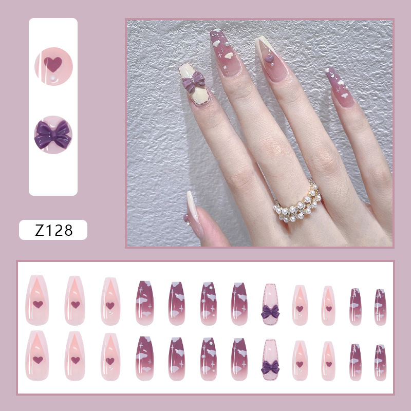 Nail Art Butterfly Nail with Drill Removable Fake Nails