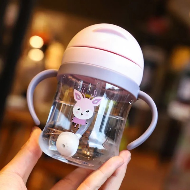 250/350ml Baby Feeding Cup with Straw Children Learn Feeding Drinking Bottle Kids Training Cup with Straw