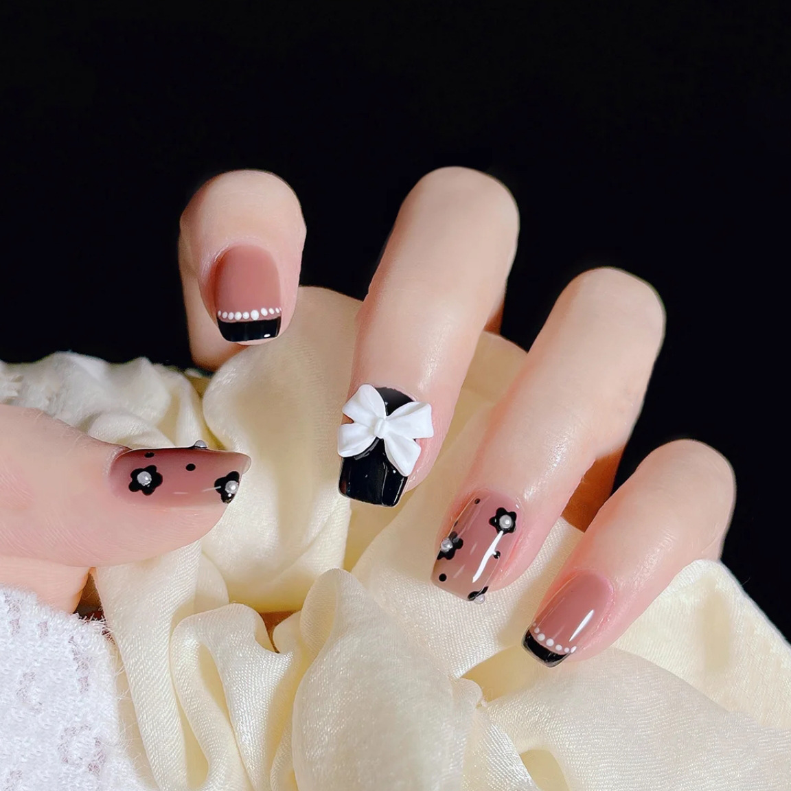 Removable Nail Stickers Bow Pearl Floral Nail Stickers