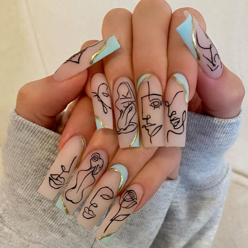 Fake Nails Wearing A Finished Nail Piece Full Paste Long European and American Ballet Nails