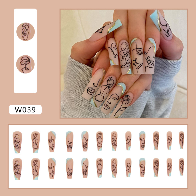 Fake Nails Wearing A Finished Nail Piece Full Paste Long European and American Ballet Nails